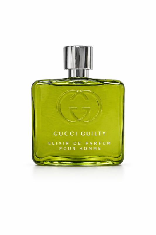 A Gucci Guilty Elixir de Parfum Pour Homme fragrance bottle